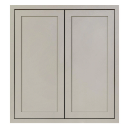 Inset Shaker wall cabinet with double doors and two shelves in Tuscan Grey, 36"W x 39"H
