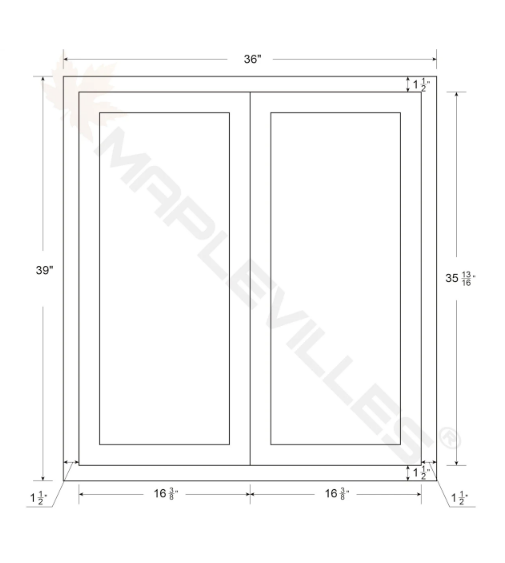 RTA 36"W x 39"H Kitchen Wall Cabinet with Double Doors and Two Shelves in Tuscan Grey Inset Shaker