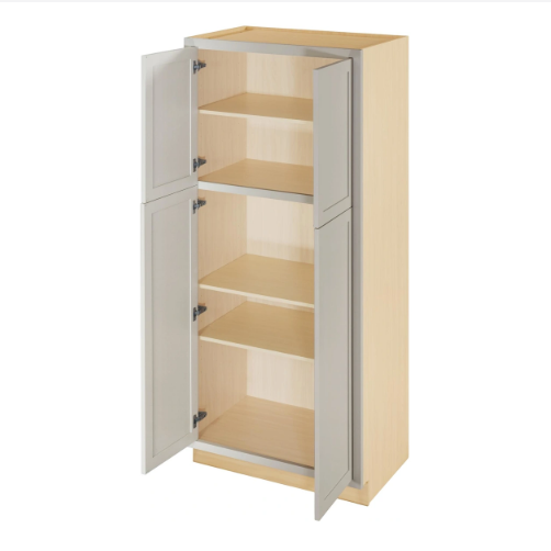 RTA 36"W x 84"H Kitchen Pantry Cabinet with Four Doors and Four Shelves in Tuscan Grey Inset Shaker