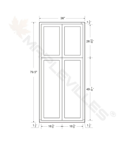 RTA 36"W x 84"H Kitchen Pantry Cabinet with Four Doors and Four Shelves in Tuscan Grey Inset Shaker