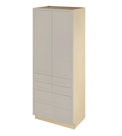 RTA 36"W x 93"H Kitchen Double Door Pantry Cabinet with Two Shelves and Six Drawers in Tuscan Grey Inset Shaker