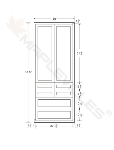 RTA 36"W x 93"H Kitchen Double Door Pantry Cabinet with Two Shelves and Six Drawers in Tuscan Grey Inset Shaker