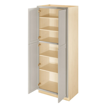 RTA 36"W x 93"H Kitchen Pantry Cabinet with Four Doors and Four Shelves in Tuscan Grey Inset Shaker