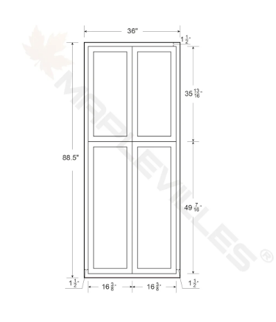 RTA 36"W x 93"H Kitchen Pantry Cabinet with Four Doors and Four Shelves in Vintage White Inset Raised Panel