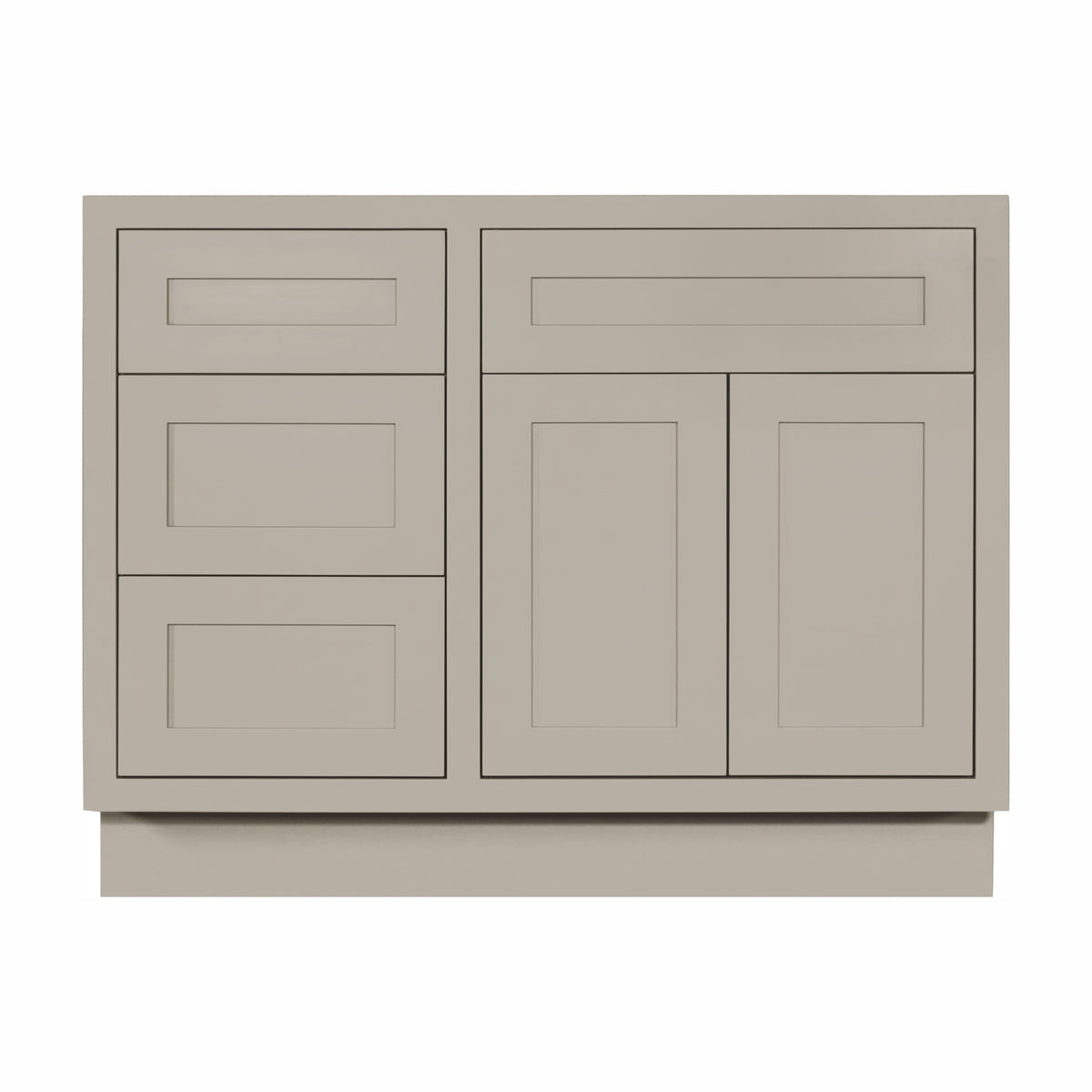 42 inch freestanding bathroom vanity sink base in Tuscan Grey with inset Shaker fronts