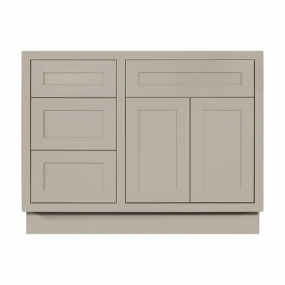 42 inch freestanding bathroom vanity sink base in Tuscan Grey with inset Shaker fronts
