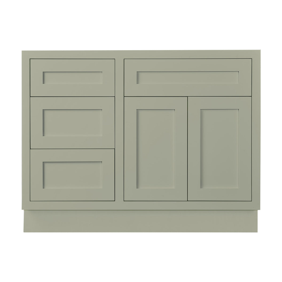 42 inch freestanding bathroom vanity sink base in Venetian Sage with inset Shaker fronts