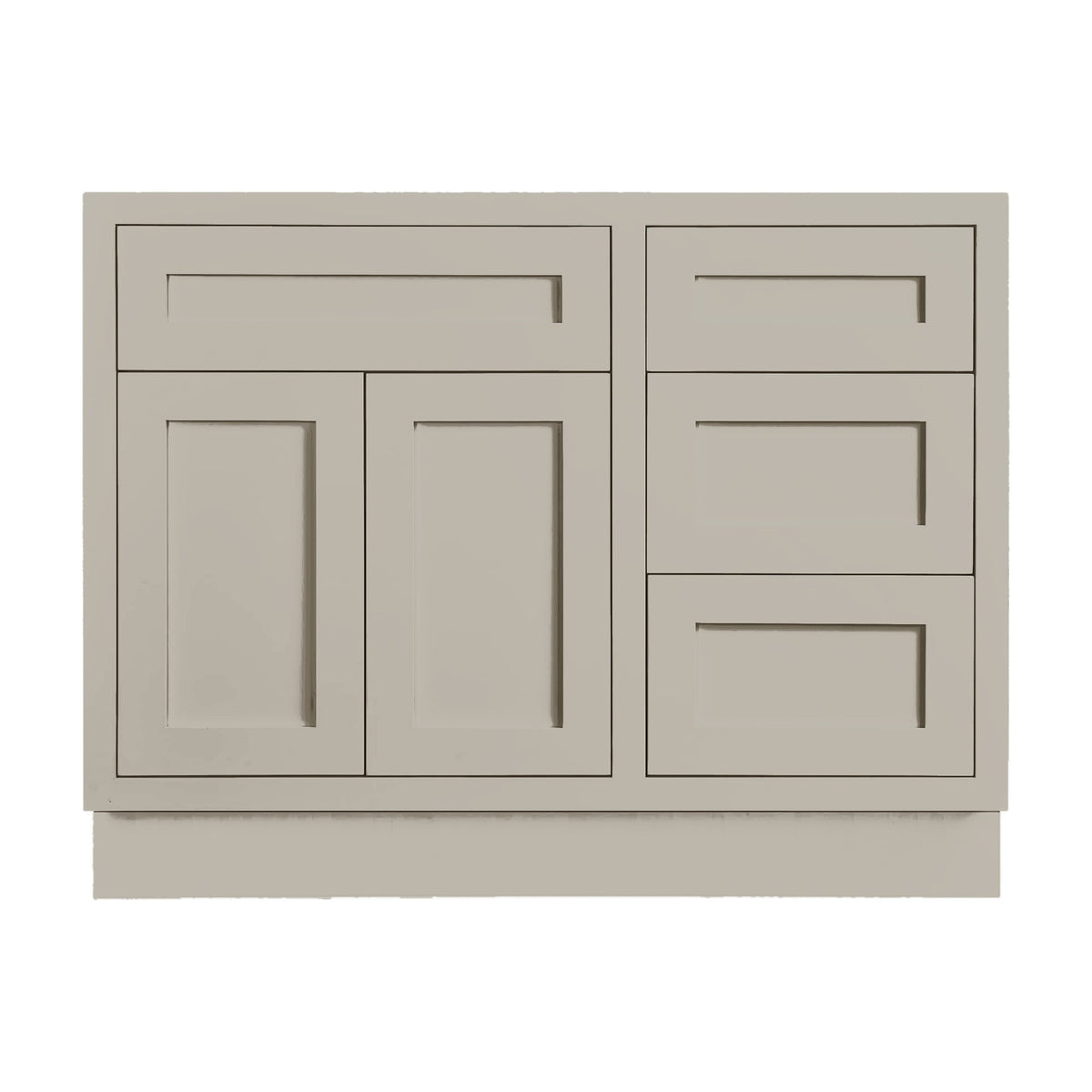 42 inch freestanding bathroom vanity sink base in Tuscan Grey with inset Shaker fronts