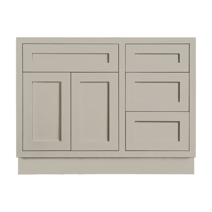 42 inch freestanding bathroom vanity sink base in Tuscan Grey with inset Shaker fronts
