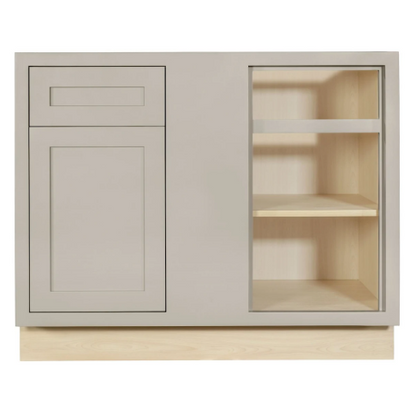 RTA 42"W Kitchen Base Blind Corner Cabinet with One Door and One Drawer in Tuscan Grey Inset Shaker
