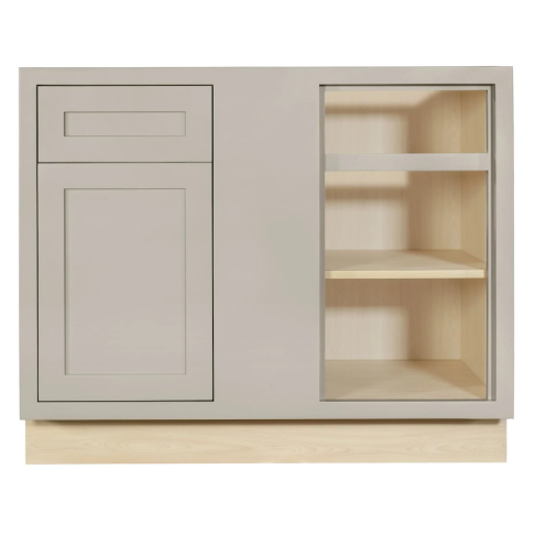 RTA 42"W Kitchen Base Blind Corner Cabinet with One Door and One Drawer in Tuscan Grey Inset Shaker