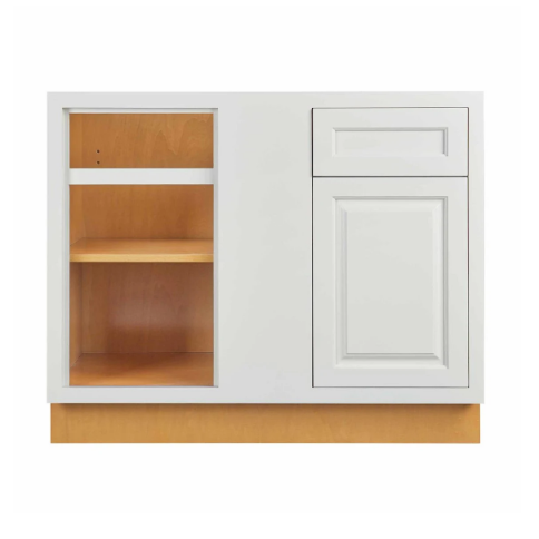 RTA 42"W Kitchen Base Blind Corner Cabinet with One Door and One Drawer in Vintage White Inset Raised Panel