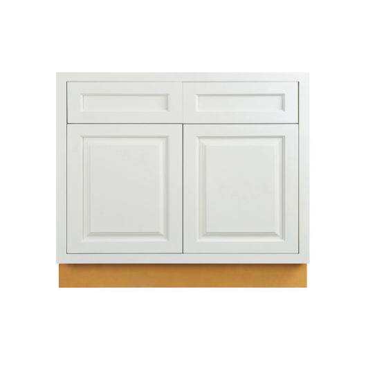RTA 42"W Kitchen Sink Base Cabinet with Double Doors in Vintage White Inset Raised Panel