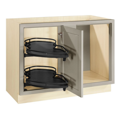 RTA 45"W Kitchen Base Left Blind Corner Cabinet with One Door and Half Moon Pull Out in Tuscan Grey Inset Shaker