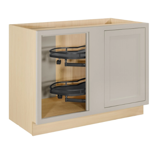 RTA 45"W Kitchen Base Right Blind Corner Cabinet with One Door and Half Moon Pull Out in Tuscan Grey Inset Shaker