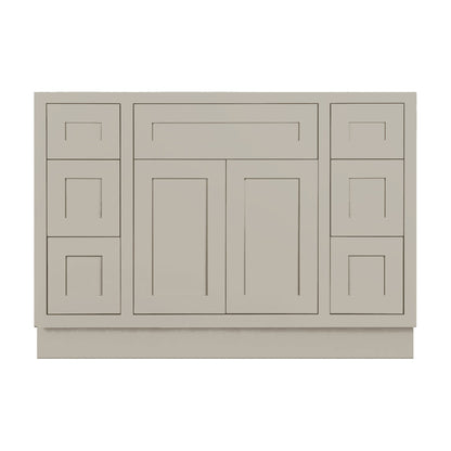 48 inch freestanding bathroom vanity sink base in Tuscan Grey with inset Shaker fronts