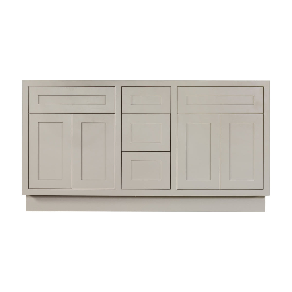 60 inch freestanding bathroom vanity sink base in Tuscan Grey with inset Shaker fronts