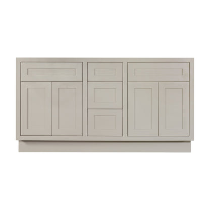 60 inch freestanding bathroom vanity sink base in Tuscan Grey with inset Shaker fronts