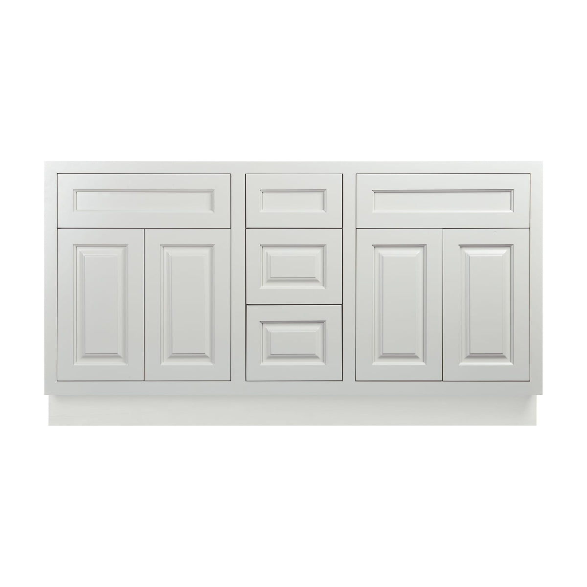 60 inch freestanding bathroom vanity sink base in Vintage White with inset raised panel fronts