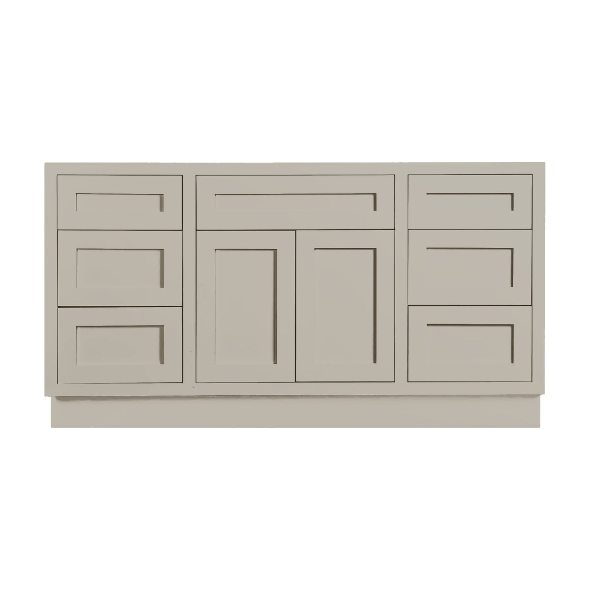60 inch freestanding bathroom vanity sink base in Tuscan Grey with inset Shaker fronts