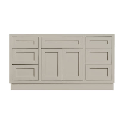 60 inch freestanding bathroom vanity sink base in Tuscan Grey with inset Shaker fronts