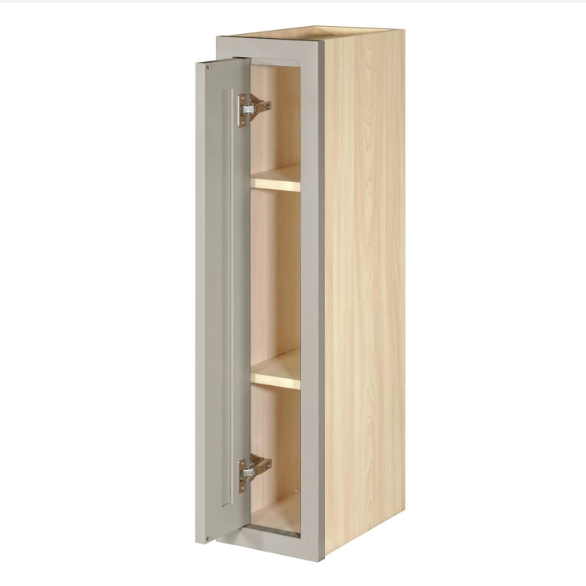 RTA 9"W x 39"H Kitchen Wall Cabinet with Single Door and Two Shelves in Tuscan Grey Inset Shaker