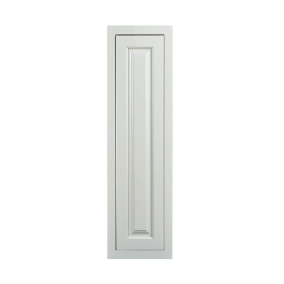 9"W x 39"H wall cabinet with single door and two shelves finished in Vintage White