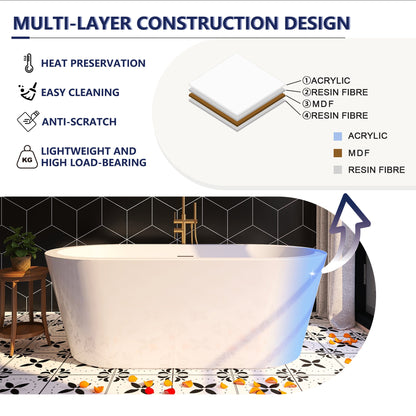 Additional view 2 of Liora 61 inch freestanding acrylic slipper soaking bathtub