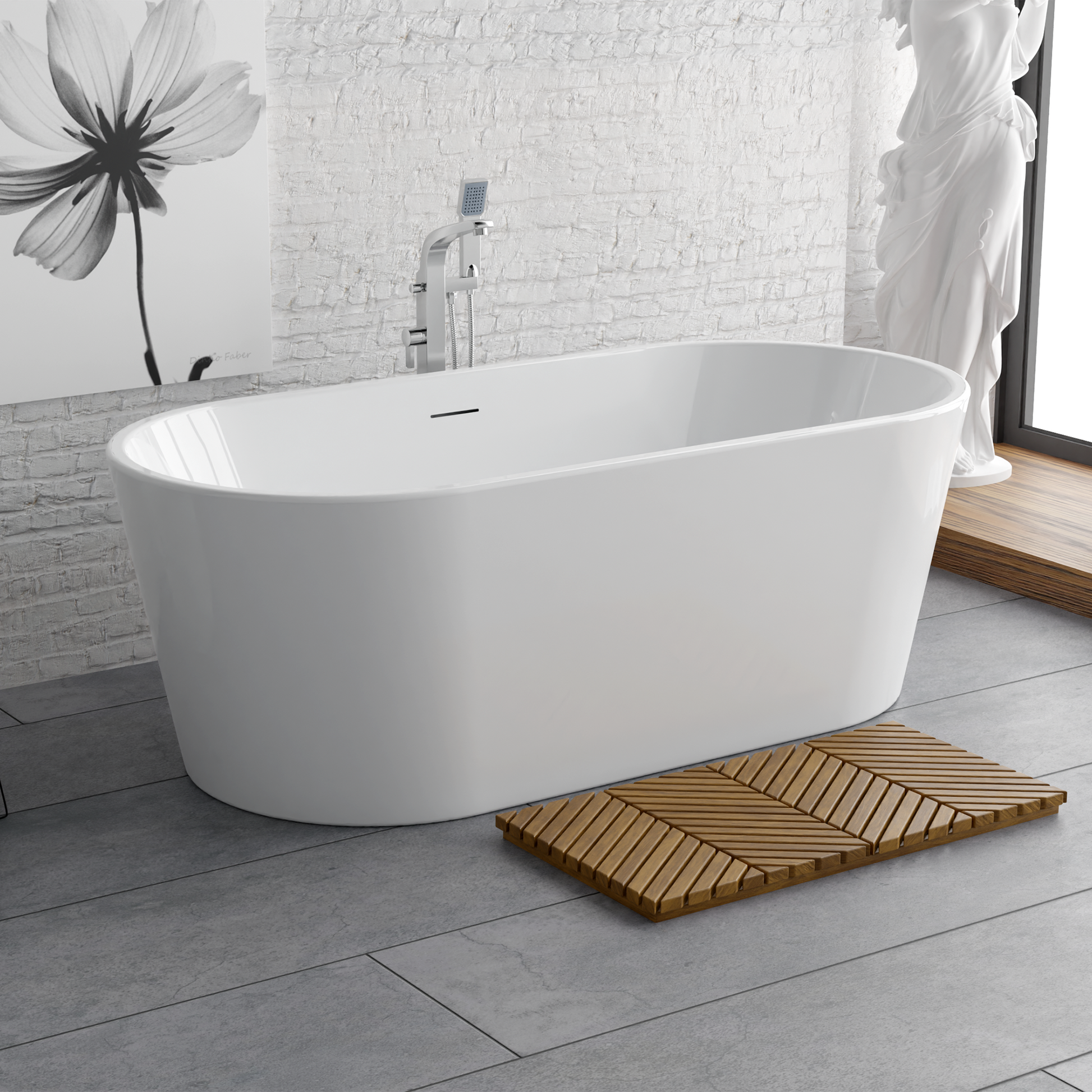 Additional view 3 of Nima 67 inch freestanding acrylic slipper soaking bathtub