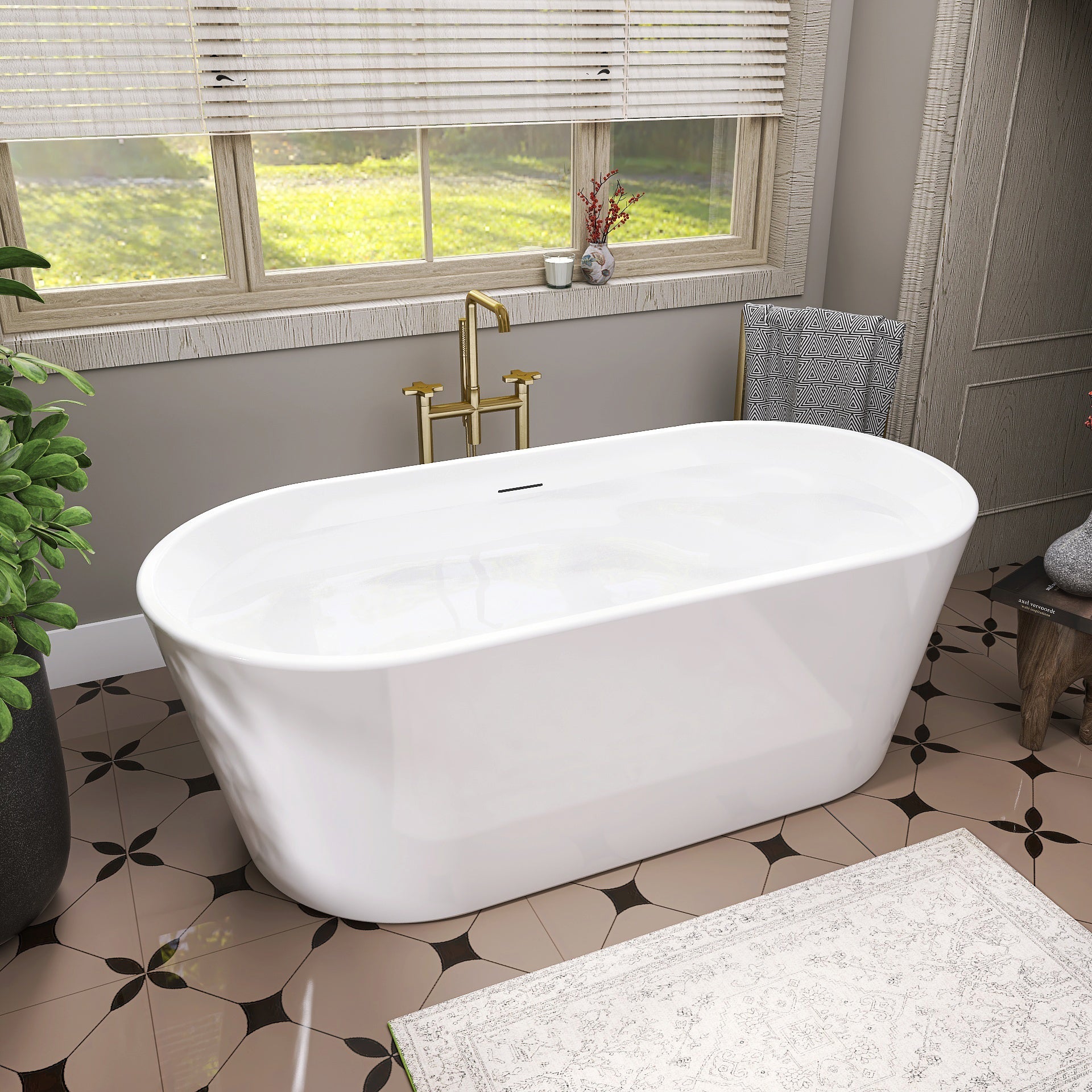Additional view 1 of Nima 67 inch freestanding acrylic slipper soaking bathtub