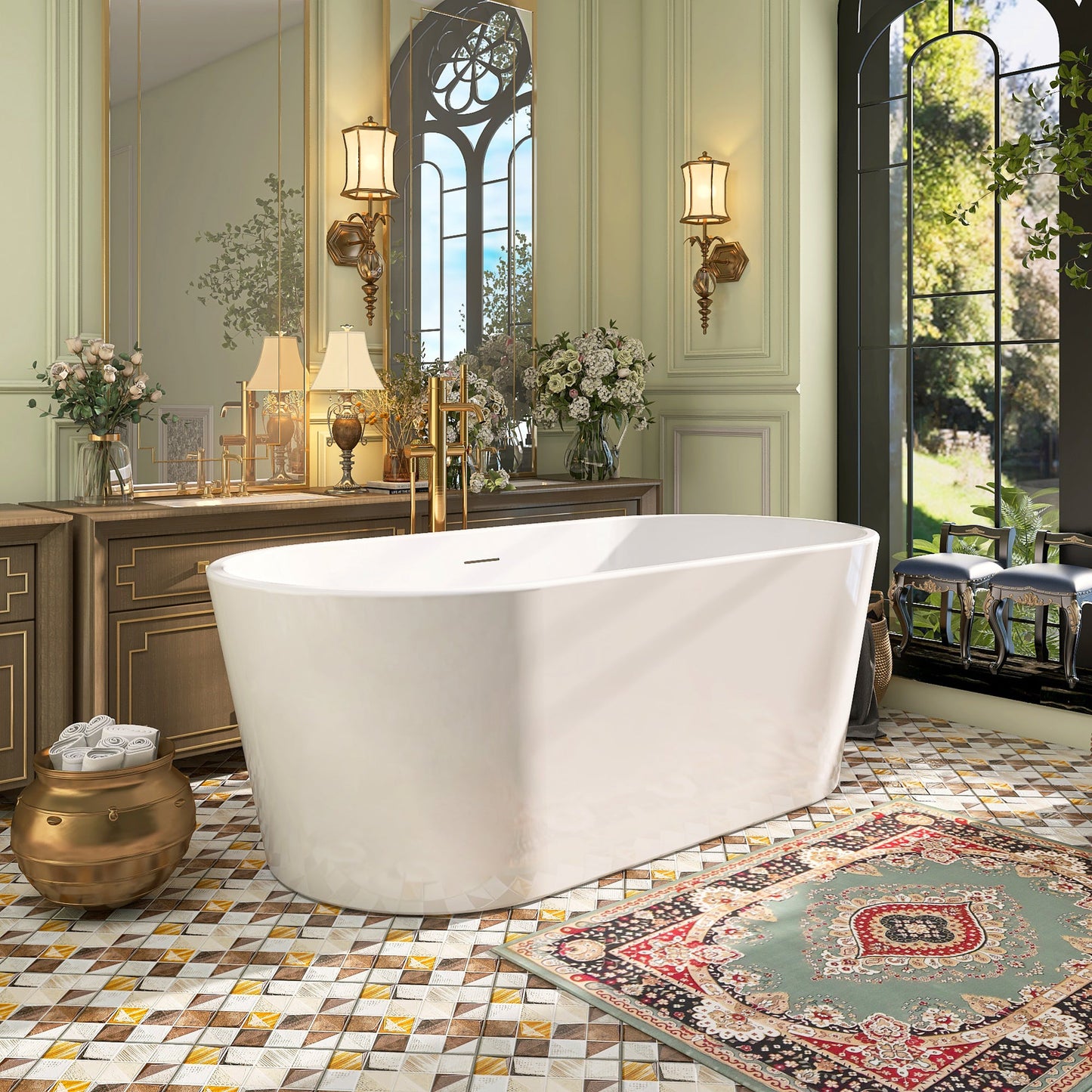 Additional view 4 of Nima 67 inch freestanding acrylic slipper soaking bathtub