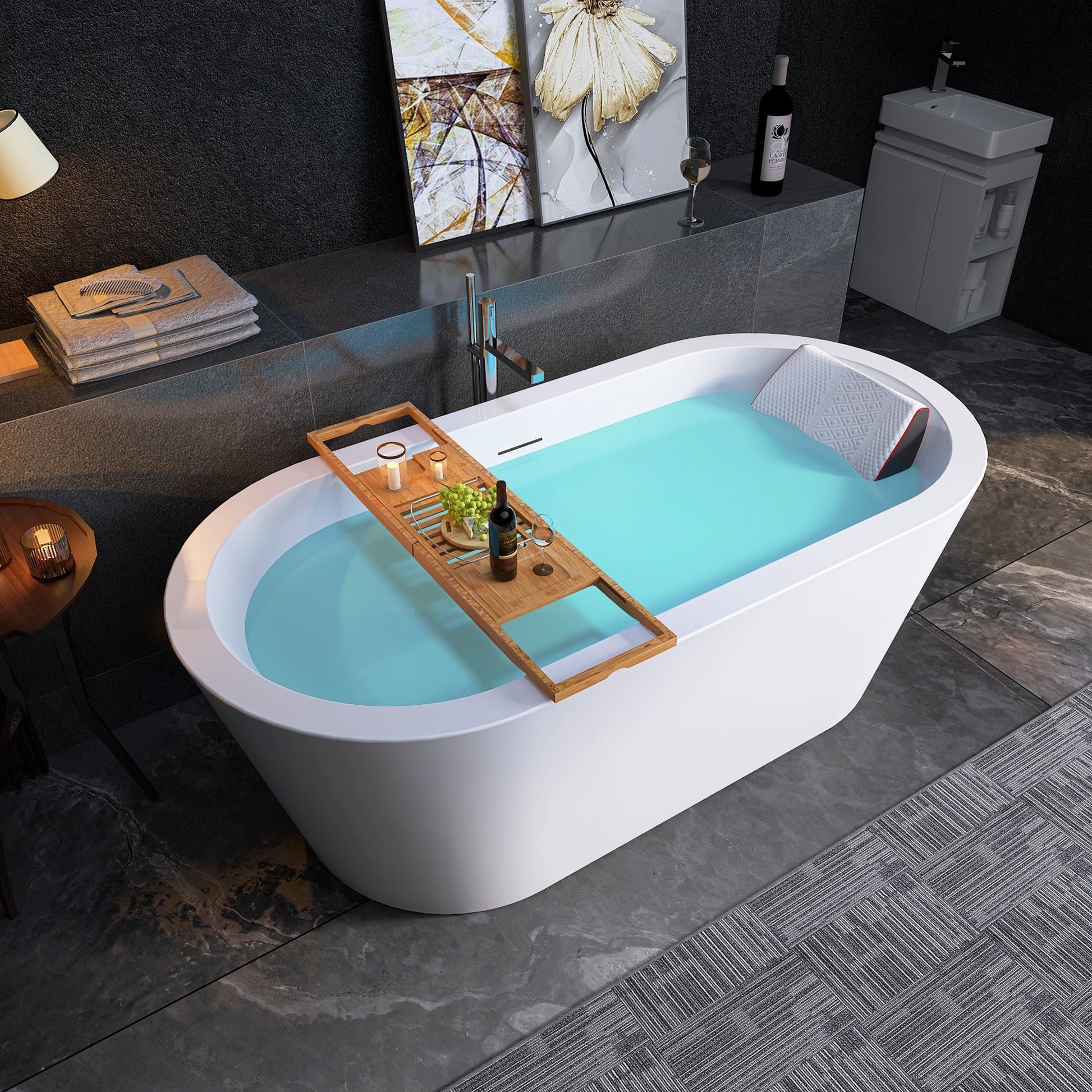 Additional view 4 of Vesna 64 inch freestanding acrylic slipper soaking bathtub