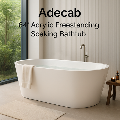 Additional view 7 of Vesna 64 inch freestanding acrylic slipper soaking bathtub