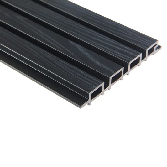 Medium Slatted WPC Exterior Decorative Wall Panel, wood look surface wood plastic composite cladding, exterior walls
