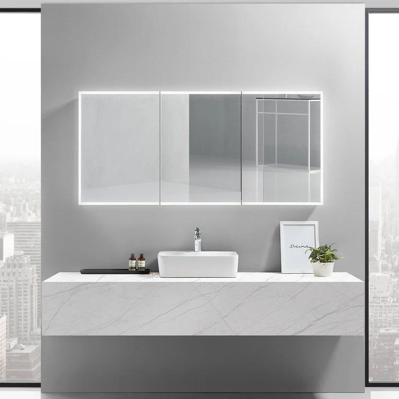 Cassini III Frameless LED Mirror Medicine Cabinet, frameless rectangular LED mirrored medicine cabinet, wall mounted