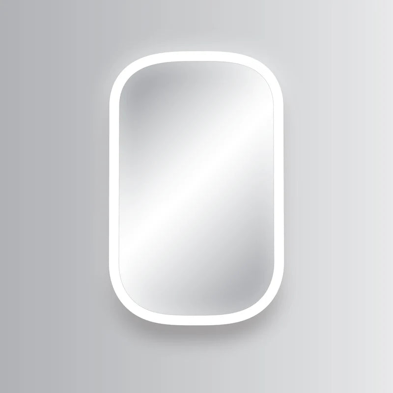 Meridian Pill Frameless LED Mirror, wall mounted pill shaped frameless mirror