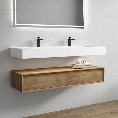 Alysa 60" Wall Mounted Bathroom Vanity with Reinforced Acrylic Integrated Sink Top