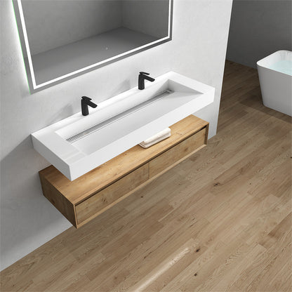 Alysa 60" Wall Mounted Bathroom Vanity with Reinforced Acrylic Integrated Sink Top