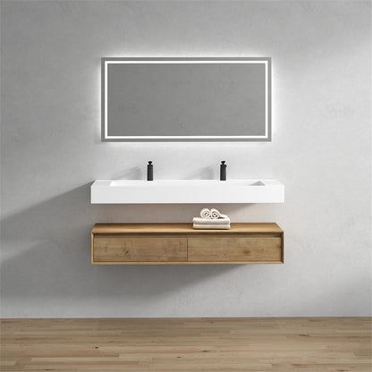 Alysa 60" Wall Mounted Bathroom Vanity with Reinforced Acrylic Integrated Sink Top