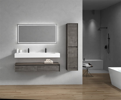 Alysa 60" Wall Mounted Bathroom Vanity with Reinforced Acrylic Integrated Sink Top