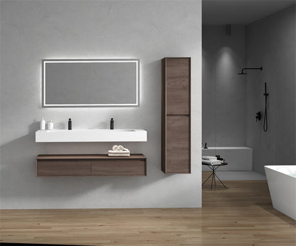 Alysa 60" Wall Mounted Bathroom Vanity with Reinforced Acrylic Integrated Sink Top