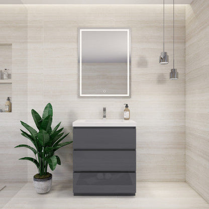 Angeles 30" Freestanding Bathroom Vanity with Reinforced Acrylic Integrated Sink Top