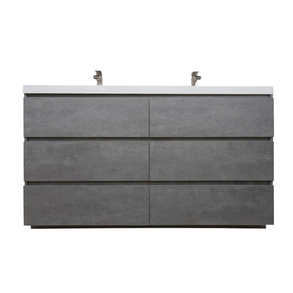 Angeles 60" Freestanding Bathroom Vanity with Reinforced Acrylic Integrated Sink Top