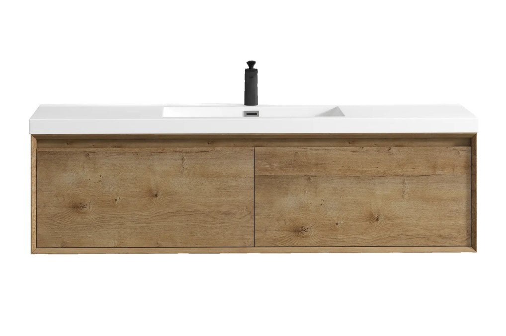 Bella 60" Wall Mounted Bathroom Vanity with Reinforced Acrylic Integrated Sink Top