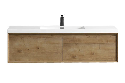 Bella 60" Wall Mounted Bathroom Vanity with Reinforced Acrylic Integrated Sink Top