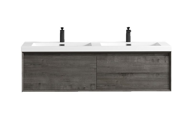 Bella 60" Wall Mounted Bathroom Vanity with Reinforced Acrylic Integrated Sink Top