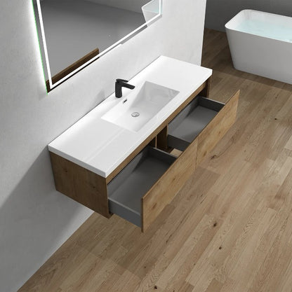 Bella 60" Wall Mounted Bathroom Vanity with Reinforced Acrylic Integrated Sink Top