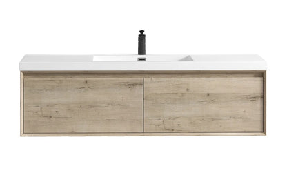 Bella 60" Wall Mounted Bathroom Vanity with Reinforced Acrylic Integrated Sink Top