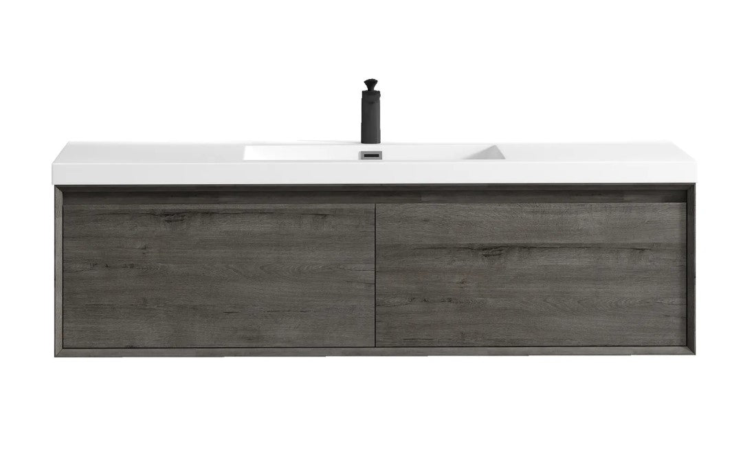 Bella 60" Wall Mounted Bathroom Vanity with Reinforced Acrylic Integrated Sink Top