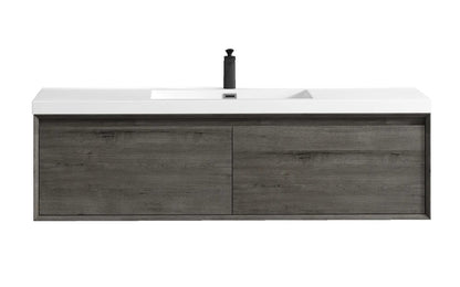 Bella 60" Wall Mounted Bathroom Vanity with Reinforced Acrylic Integrated Sink Top